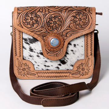 American Darling Cross Body Hand Tooled Hair On-Genuine Leather Western Women Bag Handbag Purse | Crossbody for Cute